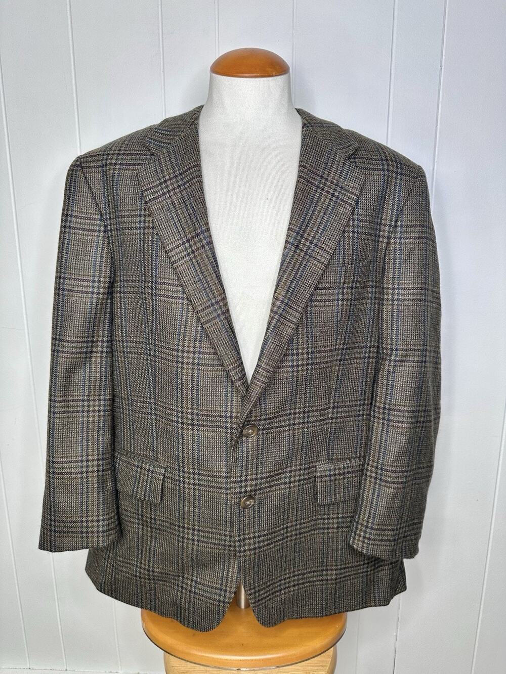 Polo University Ralph Lauren Olive Plaid Tweed Blazer - Mens 46R 2 Button Canada